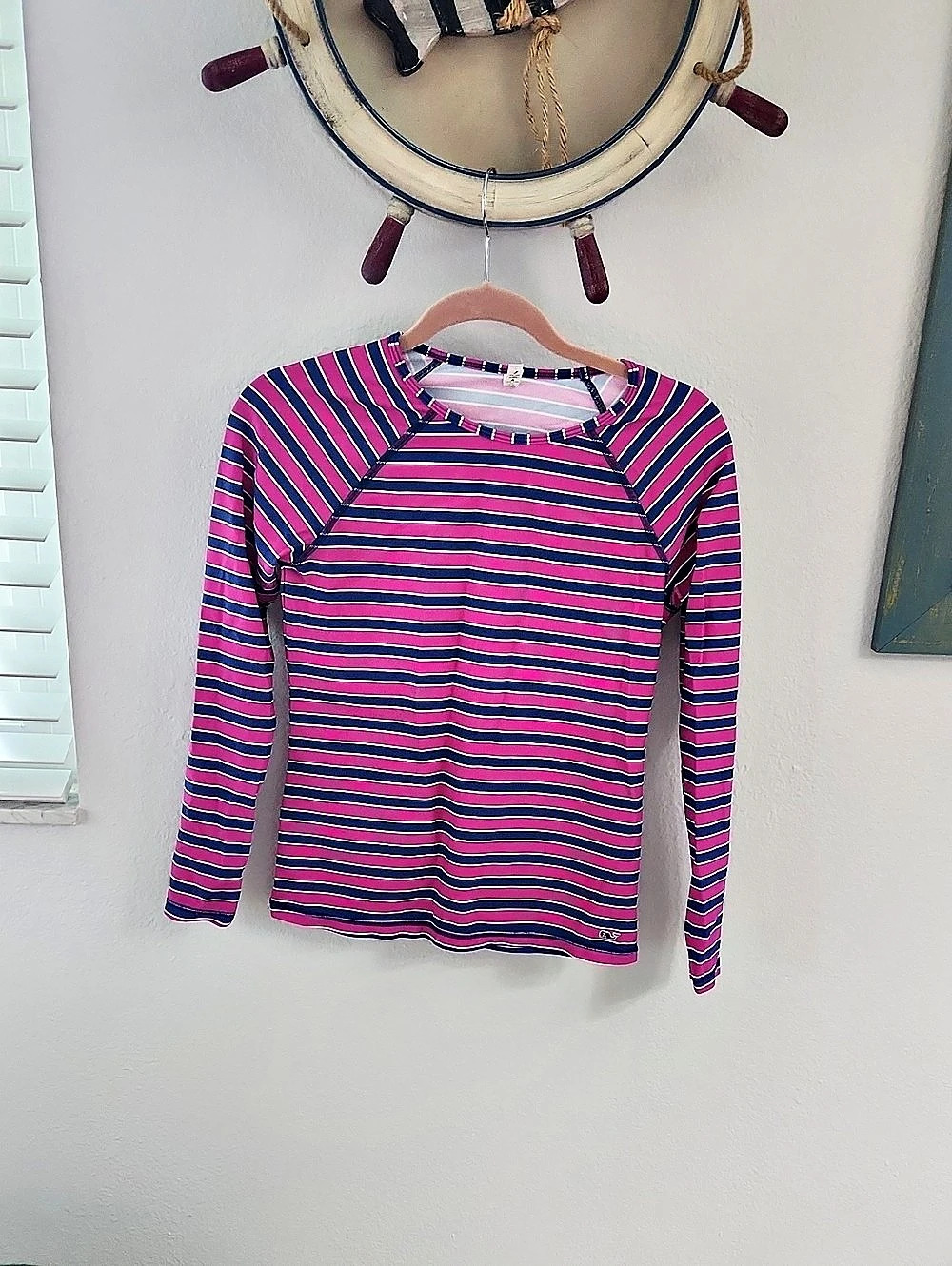 Vineyard Vines Striped Long Sleeve Top Performance  Pink & Blue Size Small